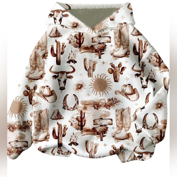 Tops - RoseSeek Western Graphic Hoodie Cowgirl Print 2026 New Size Large